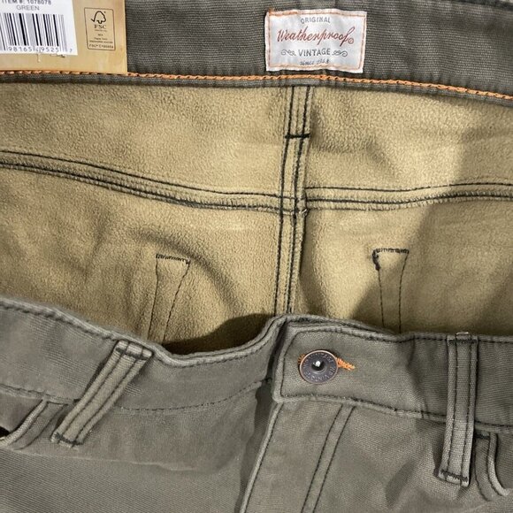 NEW Weatherproof Vintage Men's 38 Fleece Lined Canvas Pant Regular Fit Fleece - Picture 8 of 10